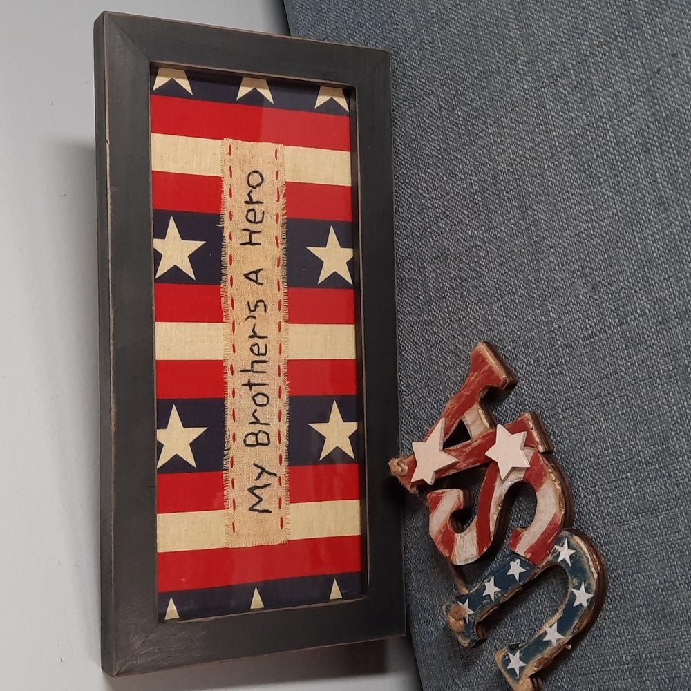 Military Picture Wall Art Brother Hero Americana Patriotic USA Ornament Set